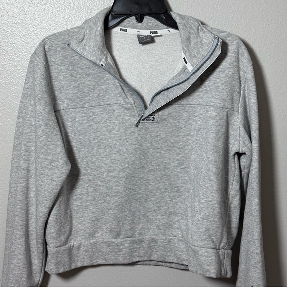 Puma Womens Hoodie Gray mock neck Pullover boxy Sweatshirt size Small - Picture 2 of 7